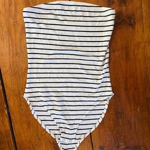 American Eagle Striped Strapless Bodysuit